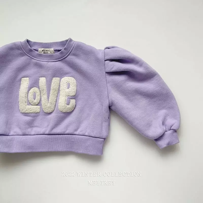 Melikey - Korean Children Fashion - #kidsstore - Love Puff Sweatshirt - 4