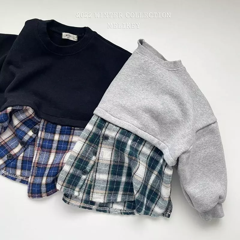 Melikey - Korean Children Fashion - #kidzfashiontrend - Check Color Sweatshirt