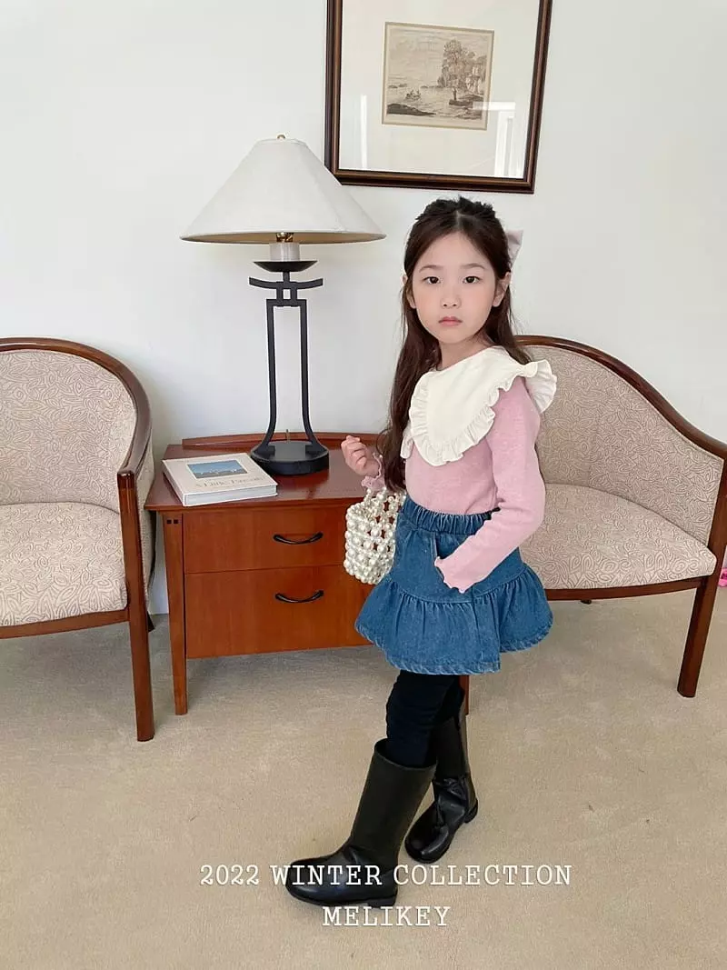 Melikey - Korean Children Fashion - #littlefashionista - Denim Skirt Leggings - 3
