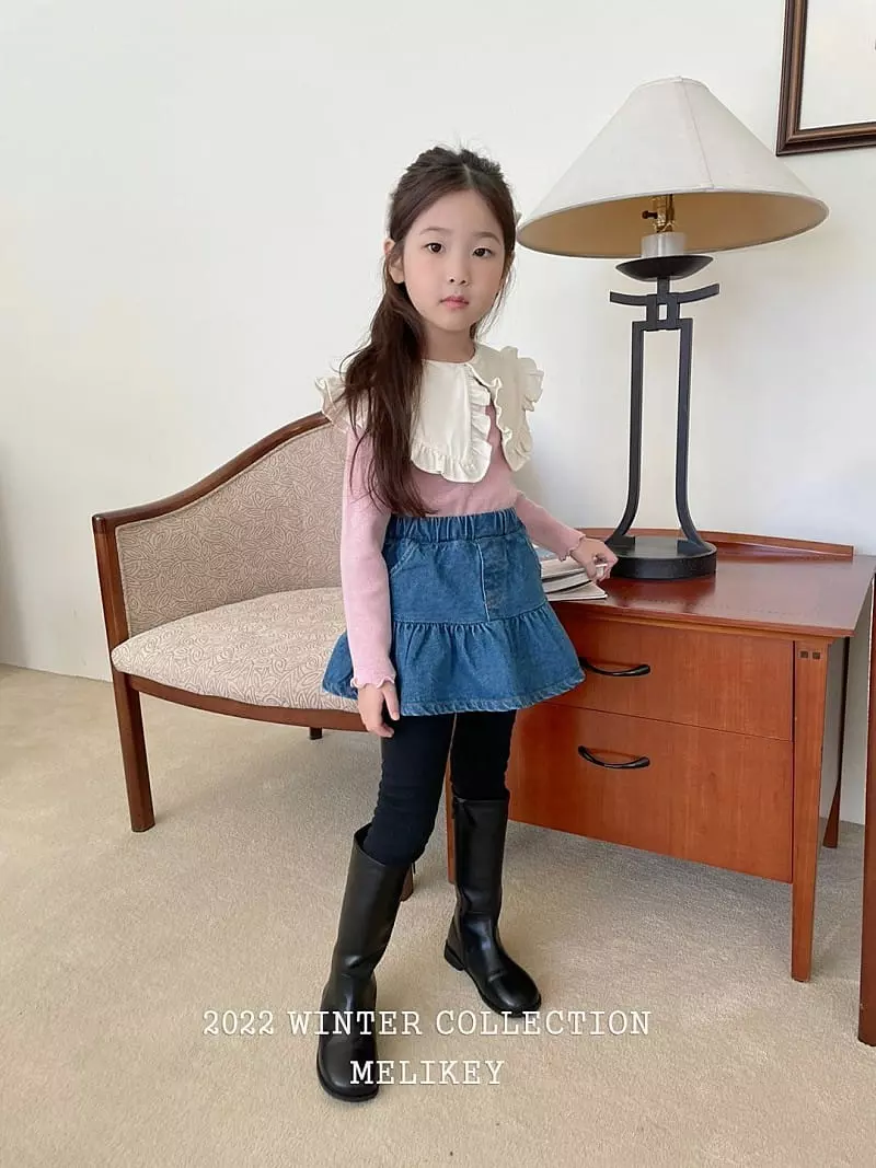 Melikey - Korean Children Fashion - #littlefashionista - Denim Skirt Leggings - 4