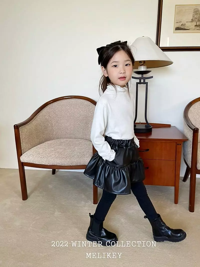 Melikey - Korean Children Fashion - #prettylittlegirls - Leather Skirt Leggings - 2