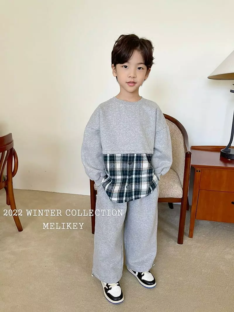 Melikey - Korean Children Fashion - #prettylittlegirls - Check Color Sweatshirt - 6