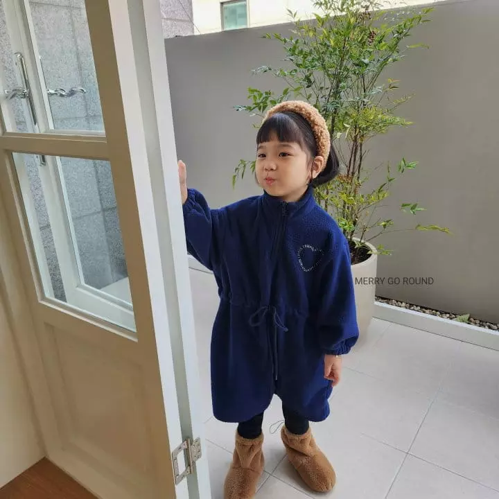 Merry Go Round - Korean Children Fashion - #childofig - Heart Fleece One-piece - 11