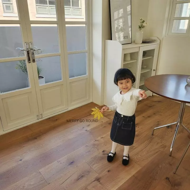 Merry Go Round - Korean Children Fashion - #childrensboutique - Frill Collar Tee - 3