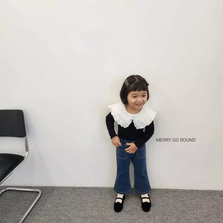 Merry Go Round - Korean Children Fashion - #kidsstore - Frill Collar Tee - 8