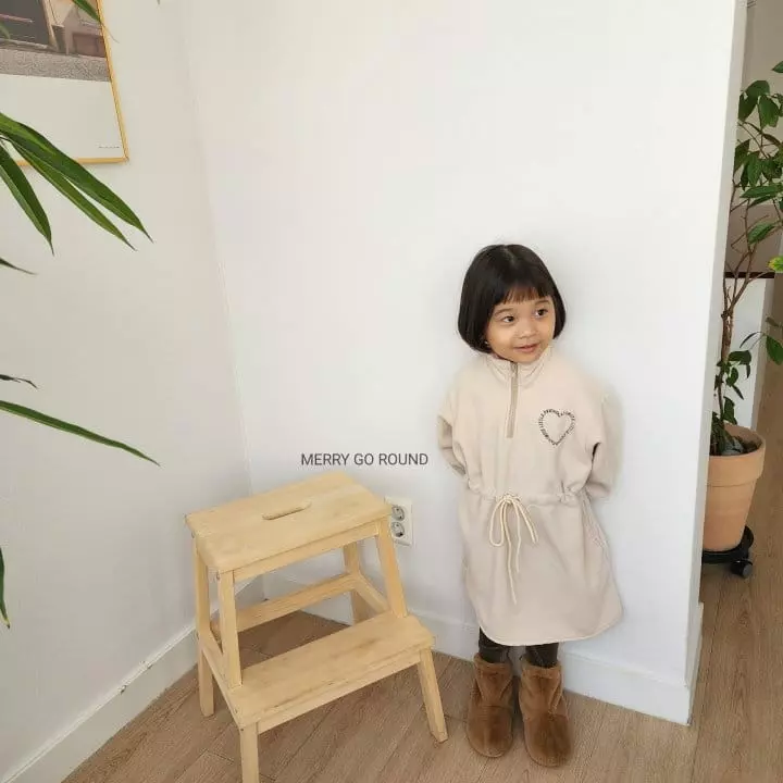 Merry Go Round - Korean Children Fashion - #kidsstore - Heart Fleece One-piece