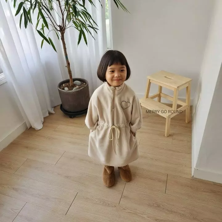 Merry Go Round - Korean Children Fashion - #kidzfashiontrend - Heart Fleece One-piece - 2