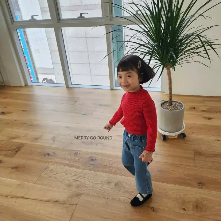 Merry Go Round - Korean Children Fashion - #littlefashionista - Rib Half Turtleneck Tee
