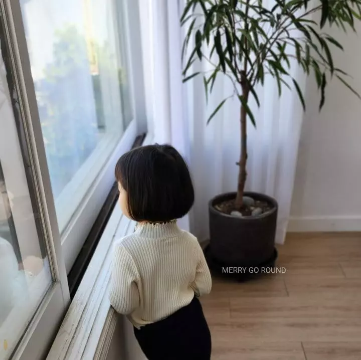 Merry Go Round - Korean Children Fashion - #stylishchildhood - Rib Half Turtleneck Tee - 7