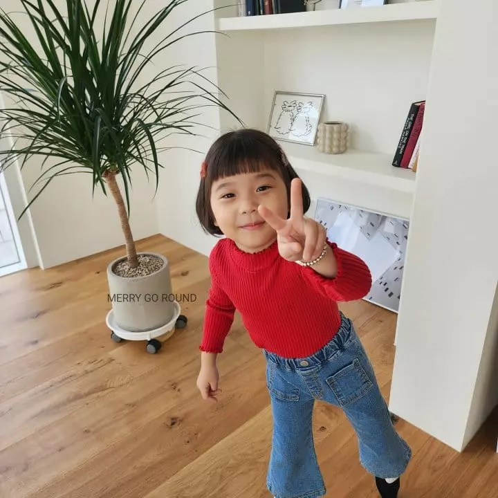 Merry Go Round - Korean Children Fashion - #toddlerclothing - Rib Half Turtleneck Tee - 6