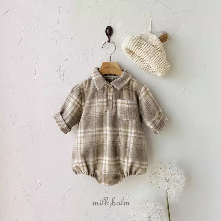 Milk Balm - Korean Baby Fashion - #babyboutiqueclothing - Lio Check Bodysuit - 9