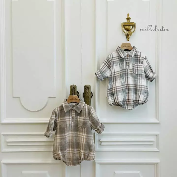 Milk Balm - Korean Baby Fashion - #babyootd - Lio Check Bodysuit
