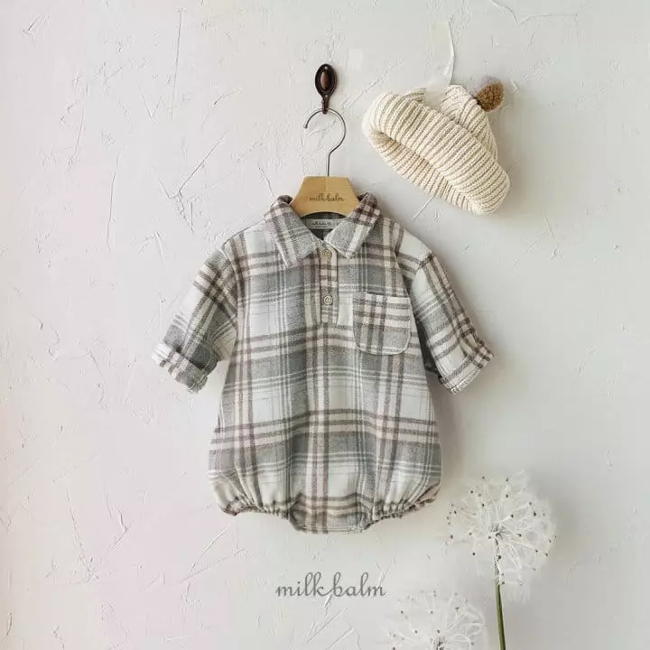 Milk Balm - Korean Baby Fashion - #babyoutfit - Lio Check Bodysuit - 2
