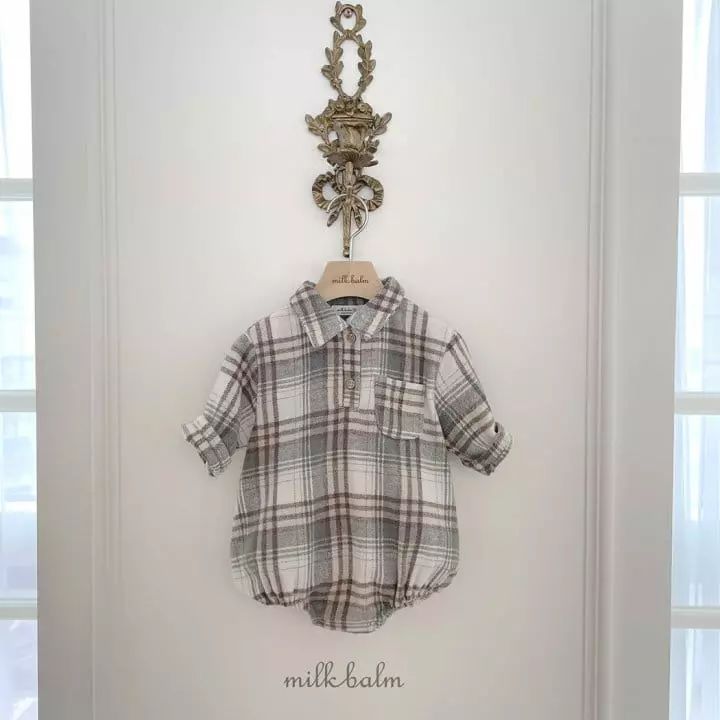 Milk Balm - Korean Baby Fashion - #babyoutfit - Lio Check Bodysuit - 3