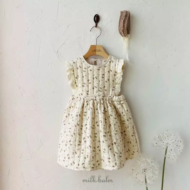 Milk Balm - Korean Children Fashion - #designkidswear - Caramel Quilting One-piece - 5