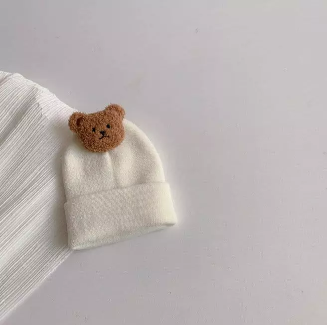 Miso - Korean Baby Fashion - #babyootd - Bear Basic Beanie