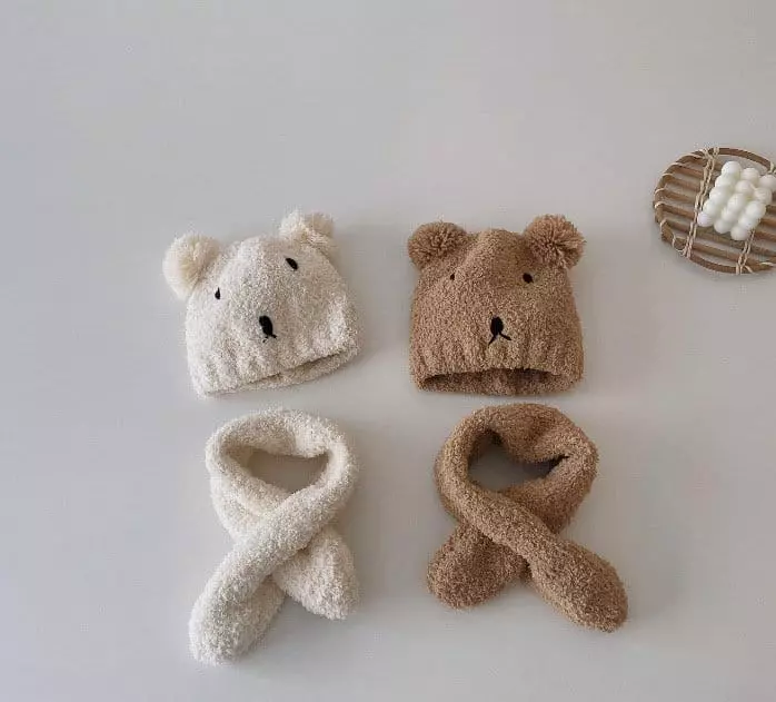 Miso - Korean Baby Fashion - #babyootd - Bear Hat Muffler Set