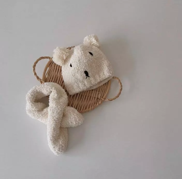 Miso - Korean Baby Fashion - #babyoutfit - Bear Hat Muffler Set - 4