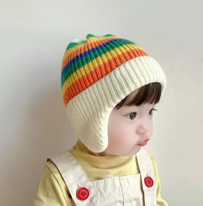 Miso - Korean Baby Fashion - #onlinebabyshop - Stripes Ear Hat - 12