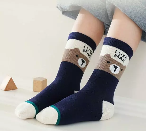 Miso - Korean Children Fashion - #designkidswear - Navy Bear Socks Set - 2