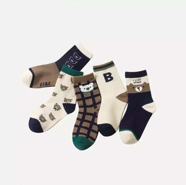 Miso - Korean Children Fashion - #discoveringself - Navy Bear Socks Set - 3