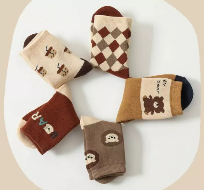 Miso - Korean Children Fashion - #discoveringself - Acorn Bear Socks Set - 2
