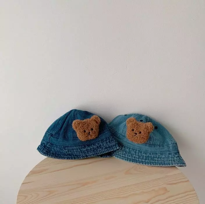 Miso - Korean Children Fashion - #minifashionista - Bear Denim Bucket Hat - 3