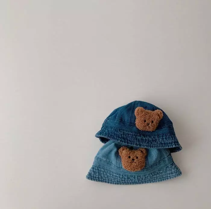 Miso - Korean Children Fashion - #minifashionista - Bear Denim Bucket Hat - 4