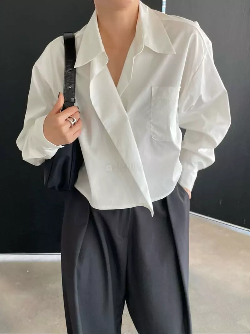 Moment - Korean Women Fashion - #momslook - Beji Crop Shirt - 5