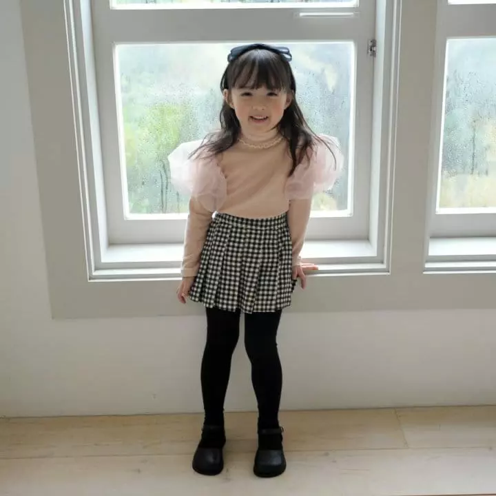 Momo Ann - Korean Children Fashion - #Kfashion4kids - Check Wrinkle Skirt Pants - 8