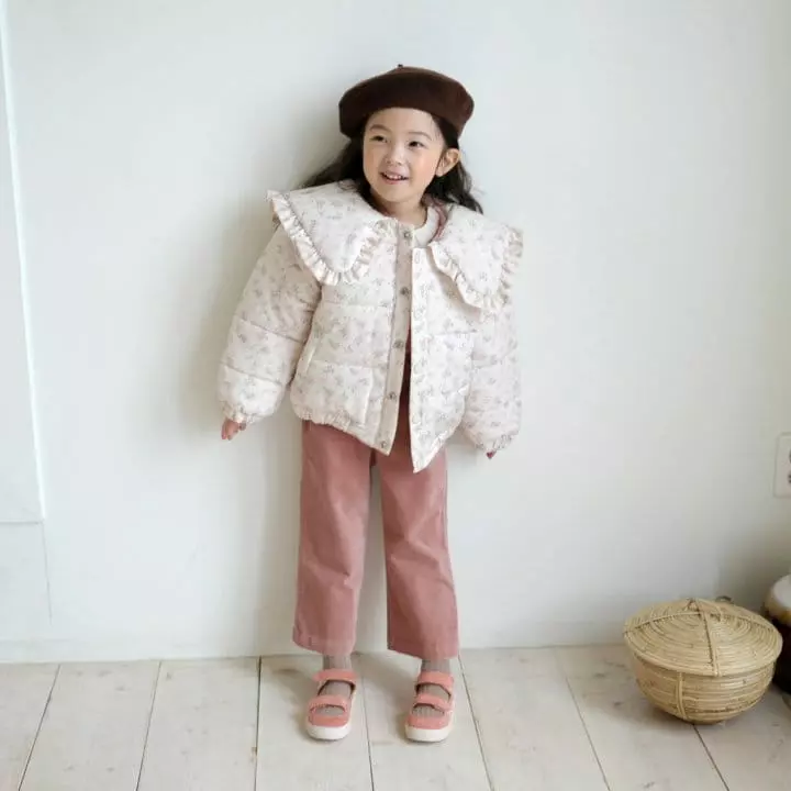 Momo Ann - Korean Children Fashion - #childrensboutique - Frill Embrodiery Padding Flower Stripes - 2