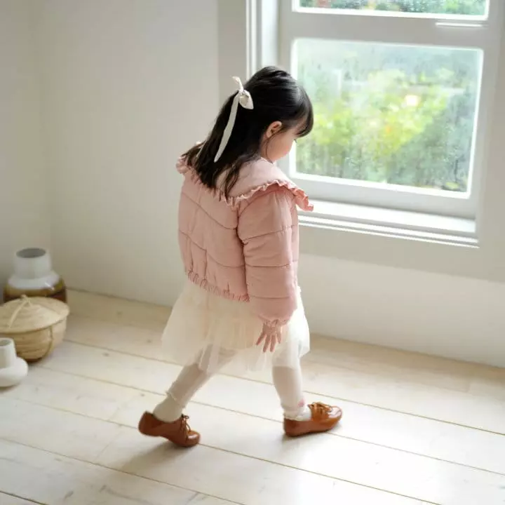 Momo Ann - Korean Children Fashion - #childrensboutique - Frill Embrodiery Padding Pink - 4