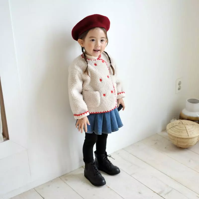 Momo Ann - Korean Children Fashion - #discoveringself - Fleece Denim Skirt Leggings - 2
