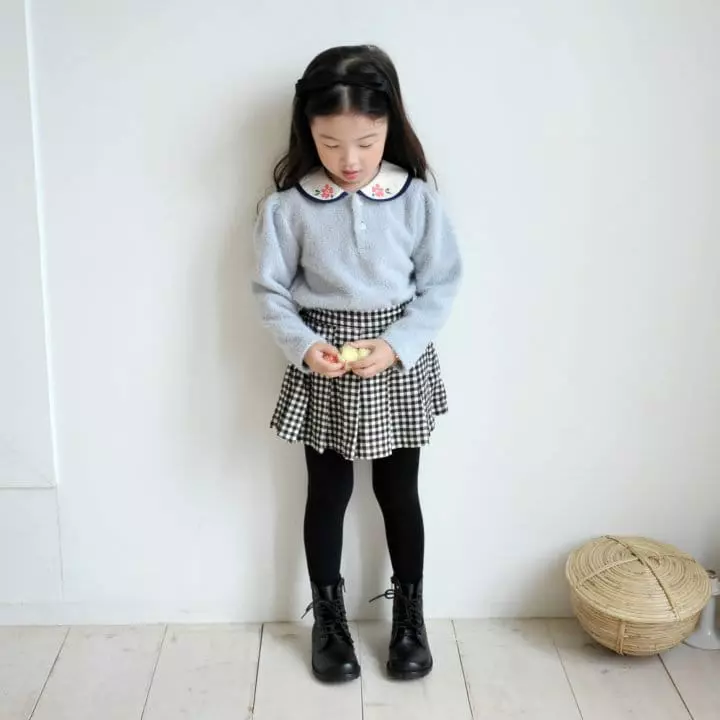 Momo Ann - Korean Children Fashion - #discoveringself - Check Wrinkle Skirt Pants - 4