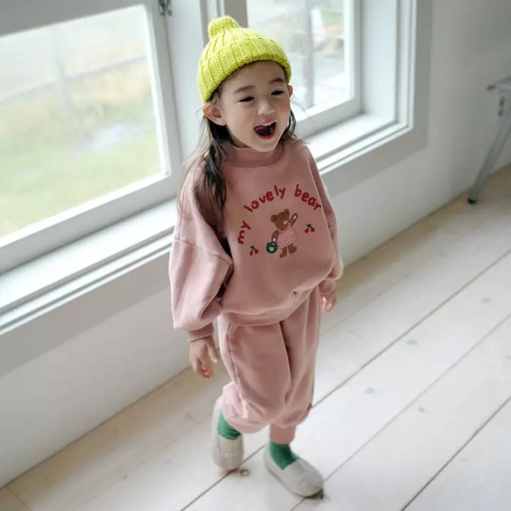 Momo Ann - Korean Children Fashion - #kidsstore - Lovely Bear Top Bottom Set - 6