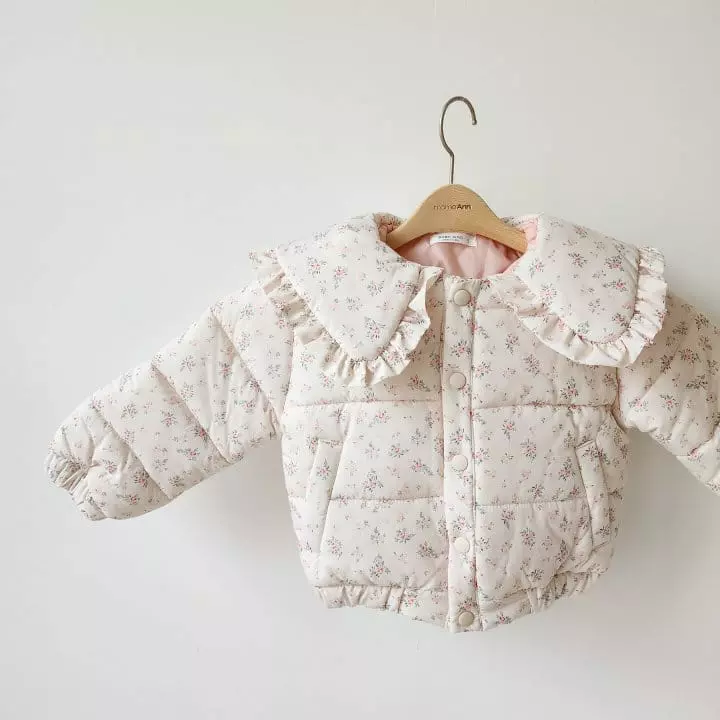 Momo Ann - Korean Children Fashion - #kidsstore - Frill Embrodiery Padding Flower Stripes - 7