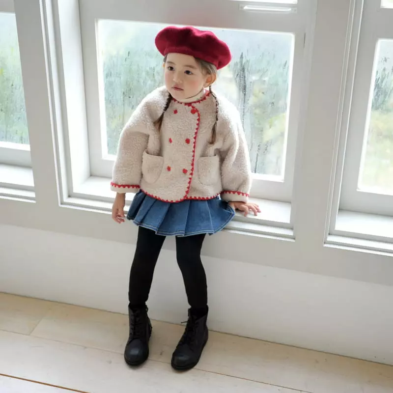 Momo Ann - Korean Children Fashion - #kidzfashiontrend - Fleece Denim Skirt Leggings - 6