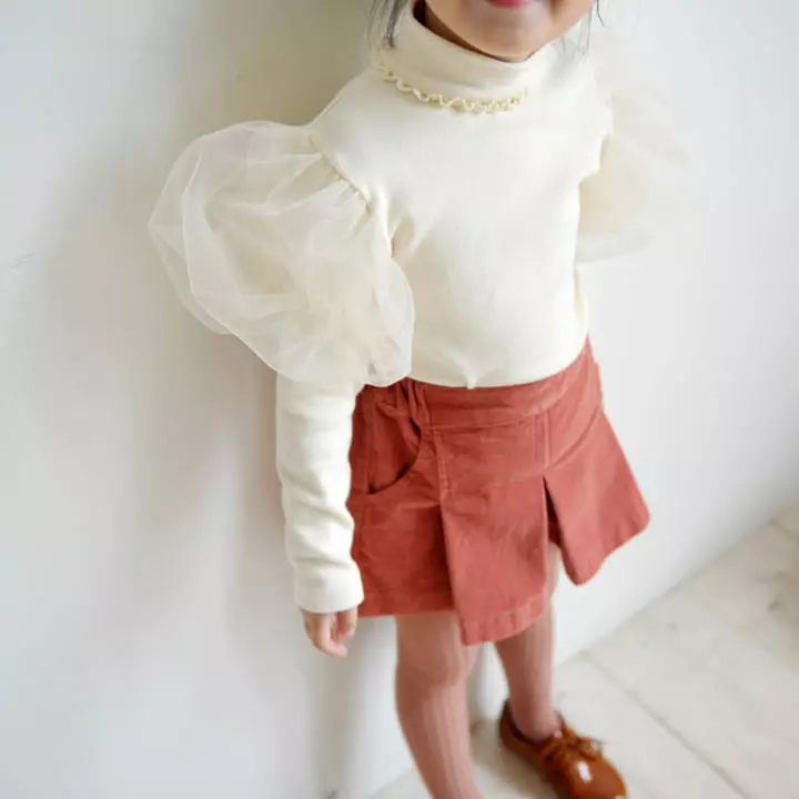 Momo Ann - Korean Children Fashion - #minifashionista - Mesh Sleeves Tee - 4