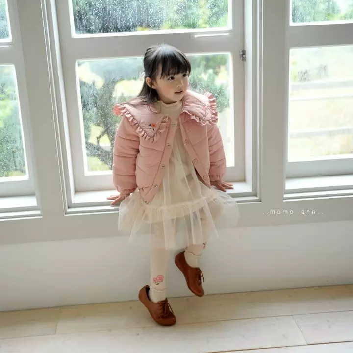 Momo Ann - Korean Children Fashion - #stylishchildhood - Frill Embrodiery Padding Pink