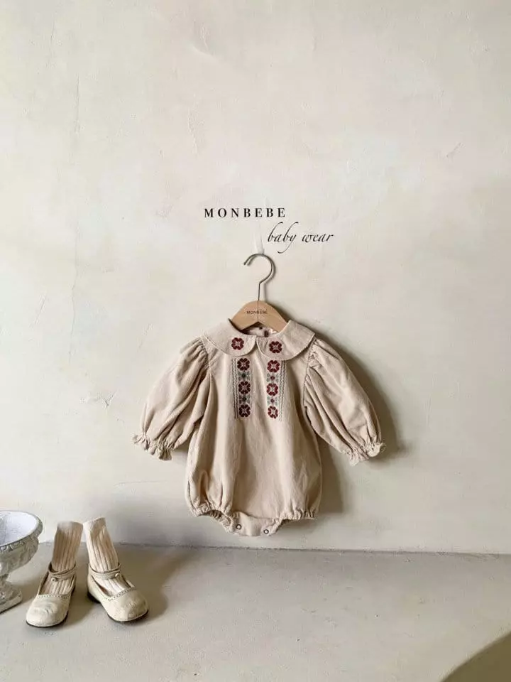 Monbebe - Korean Baby Fashion - #babyboutiqueclothing - Madeline Rib Embroidery Bodysuit - 9