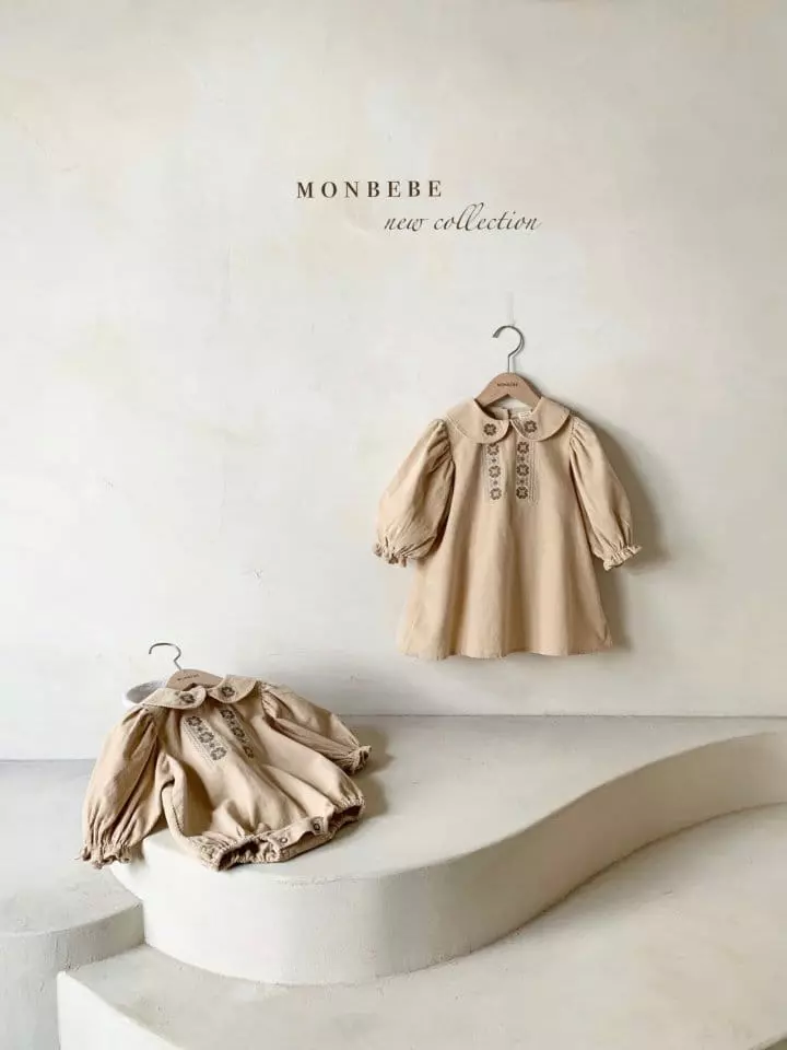 Monbebe - Korean Children Fashion - #designkidswear - Madeline Rib Embroidery One-piece - 10