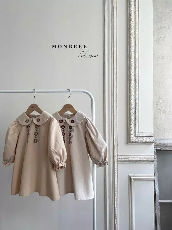 Monbebe - Korean Children Fashion - #minifashionista - Madeline Rib Embroidery One-piece - 3
