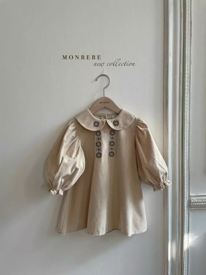 Monbebe - Korean Children Fashion - #stylishchildhood - Madeline Rib Embroidery One-piece - 7