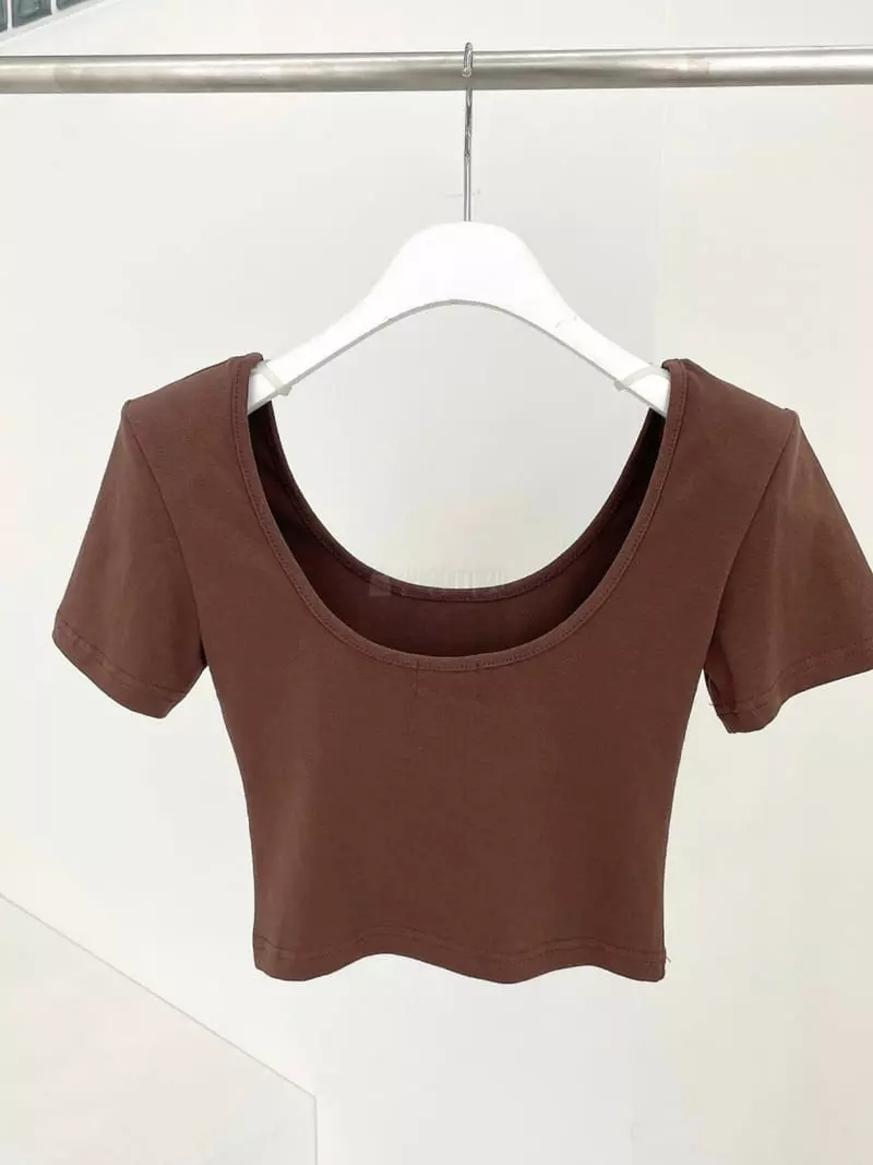 Monroe - Korean Women Fashion - #momslook - Back Crop Tee - 2