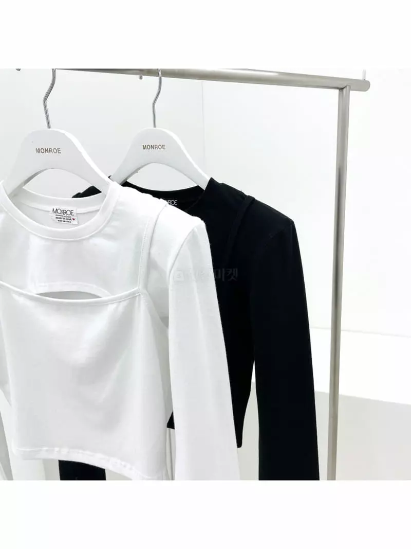 Monroe - Korean Women Fashion - #womensfashion - Long Sleeves Slit Tee - 4
