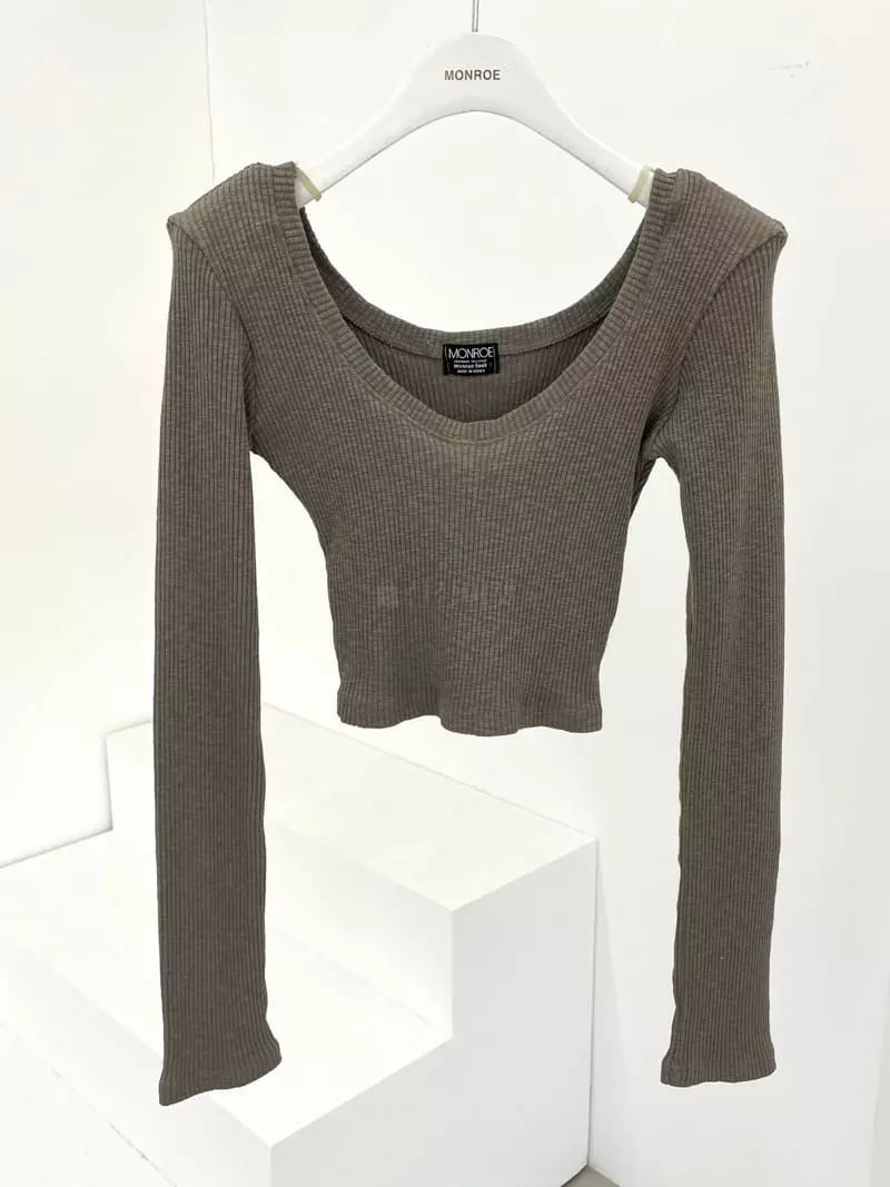 Monroe - Korean Women Fashion - #vintageinspired - Vivi Rib Crop Tee - 2