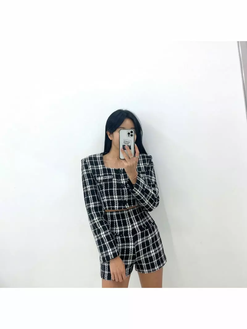 Monroe - Korean Women Fashion - #womensfashion - Check Set Up Jacket