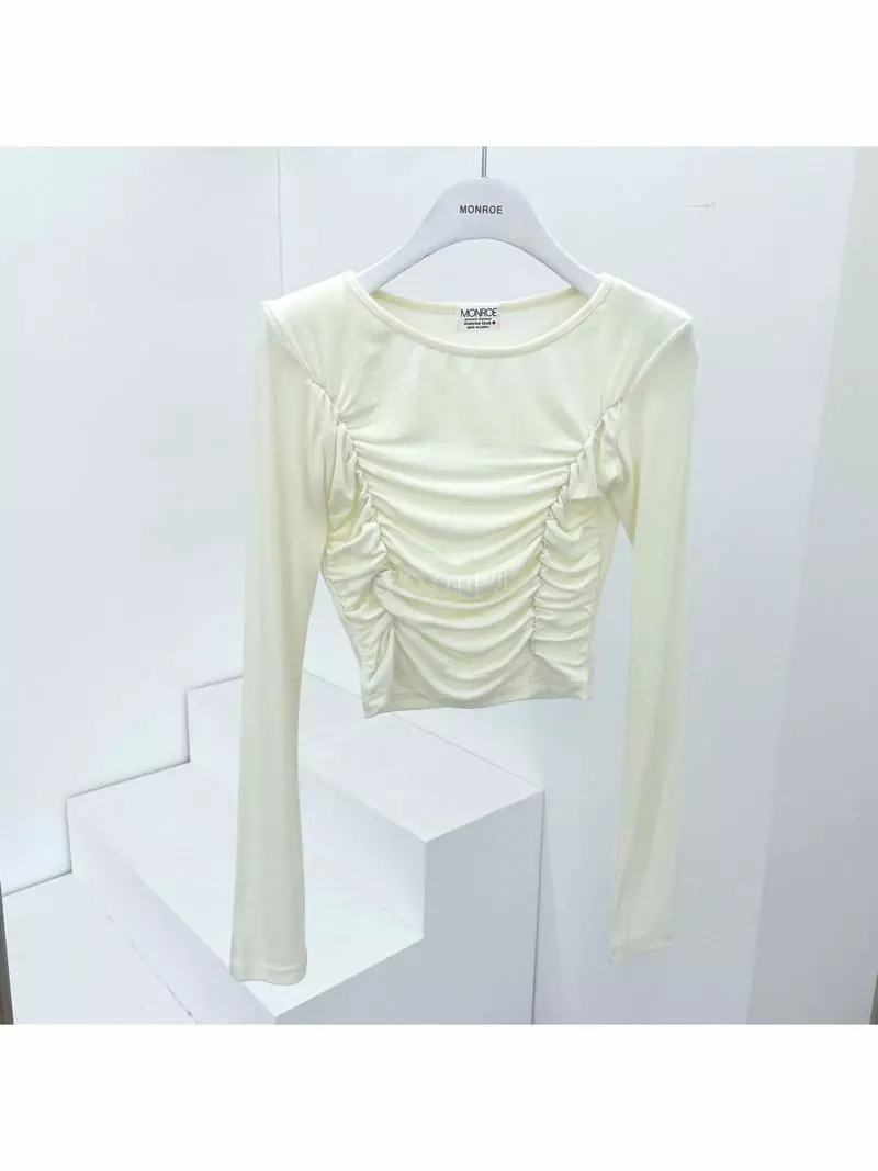 Monroe - Korean Women Fashion - #womensfashion - Yuri Shirring Tee - 3