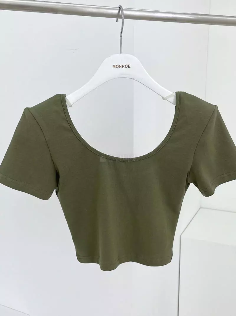 Monroe - Korean Women Fashion - #womensfashion - Back Crop Tee - 3