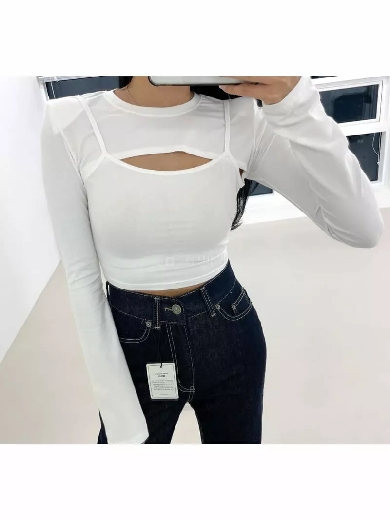 Monroe - Korean Women Fashion - #womensfashion - Long Sleeves Slit Tee